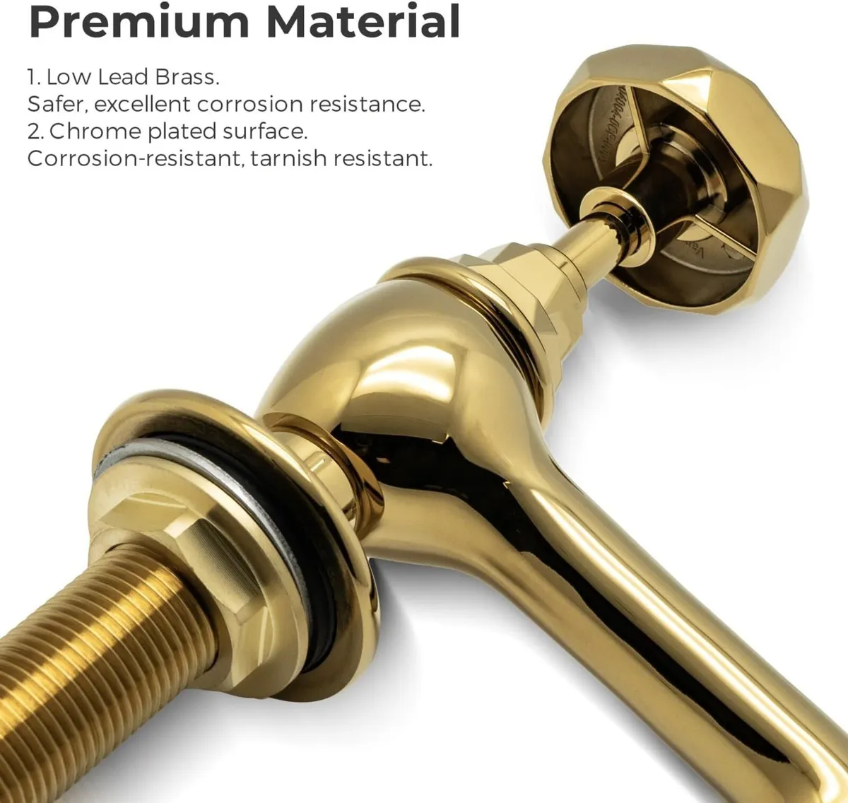 Traditional Gold Brass Basin Tap Pair 1/2 - Image 4