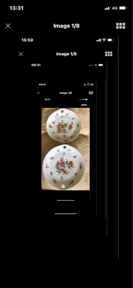 Antique Hand Painted Meissen Plate Set - Image 1