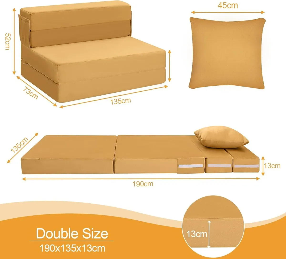 Folding Mattress Double High Density Foam Fold - Image 3