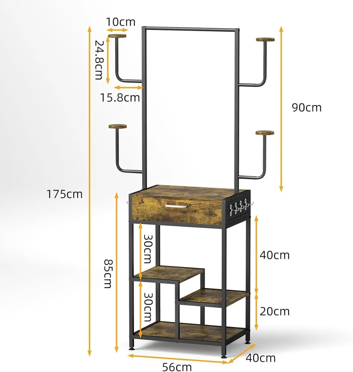 Motorcycle Helmet Stand with Drawer Wooden Metal - Image 3