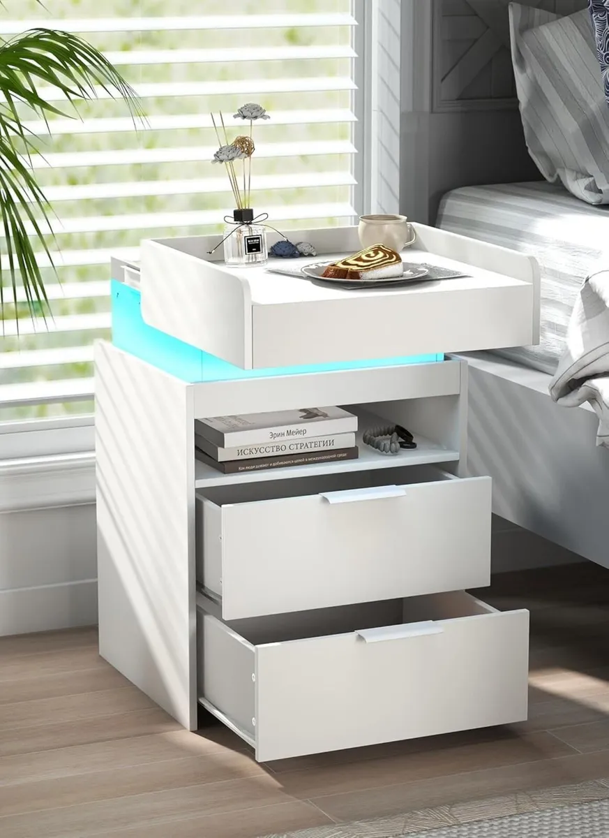Bedside Table with Concealed Drawers Modern Widen - Image 1