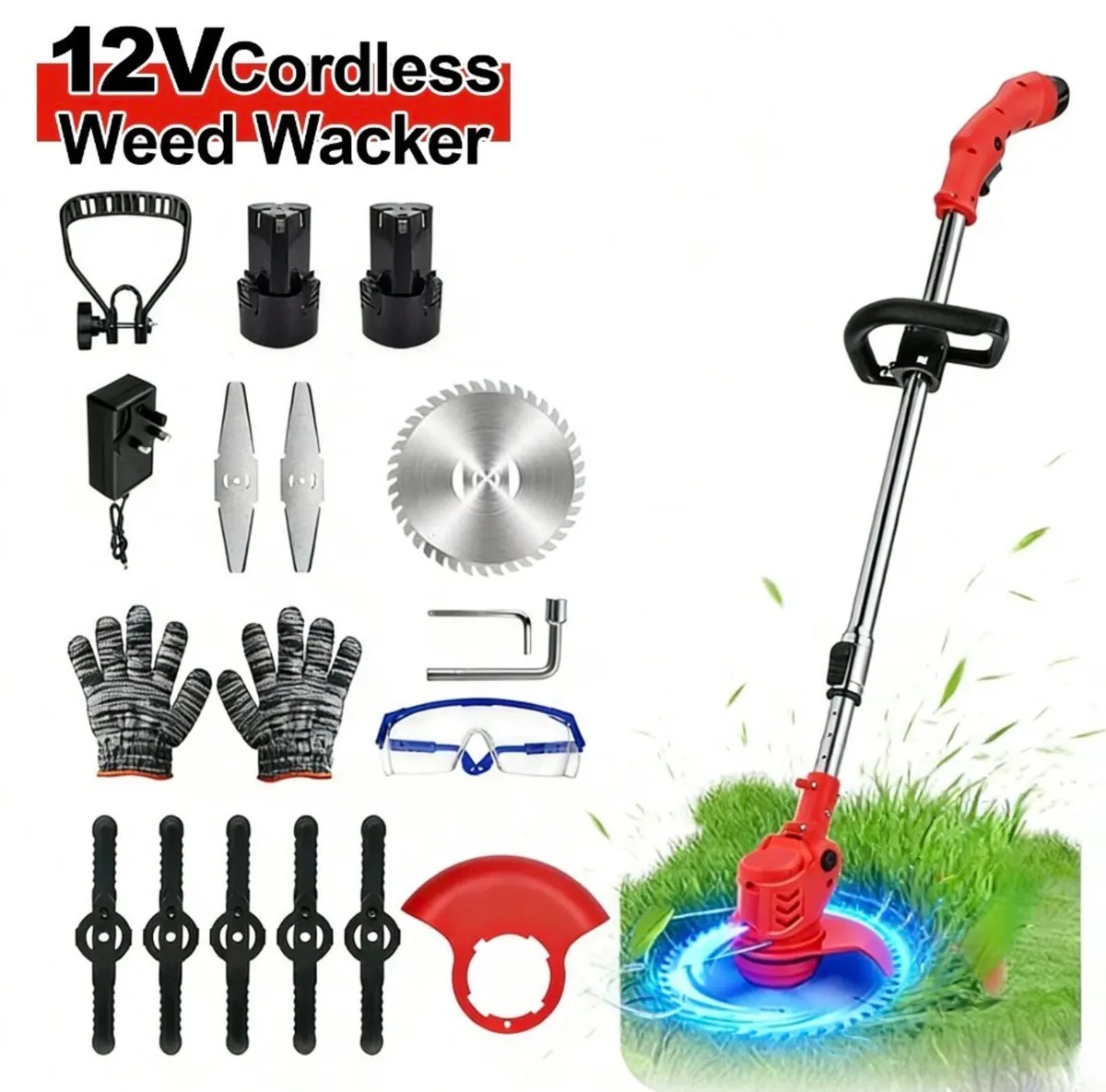 NEW 12v Cordless Strimmer & 2 Batteries - Image 1