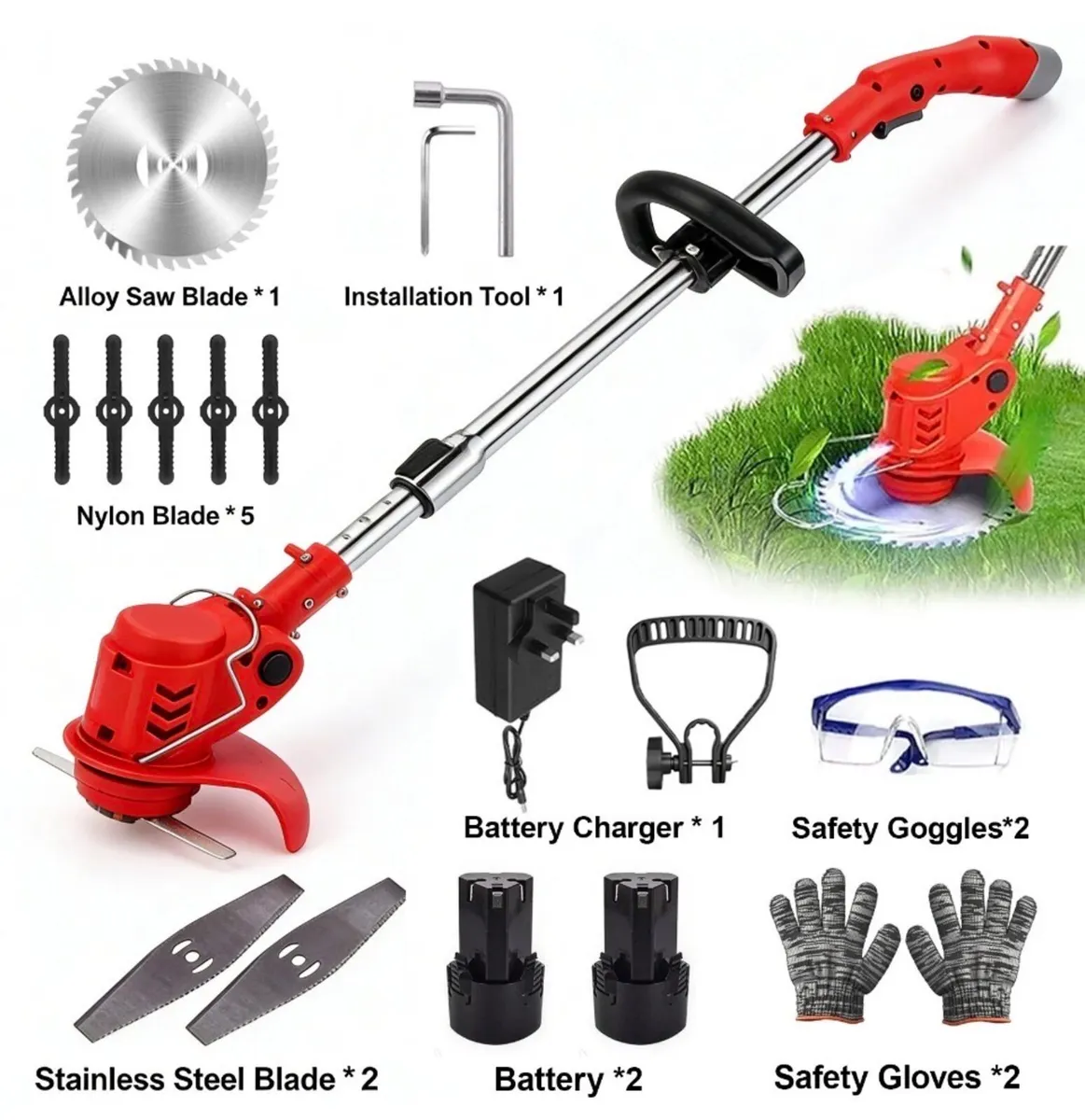 NEW 12v Cordless Strimmer & 2 Batteries - Image 2