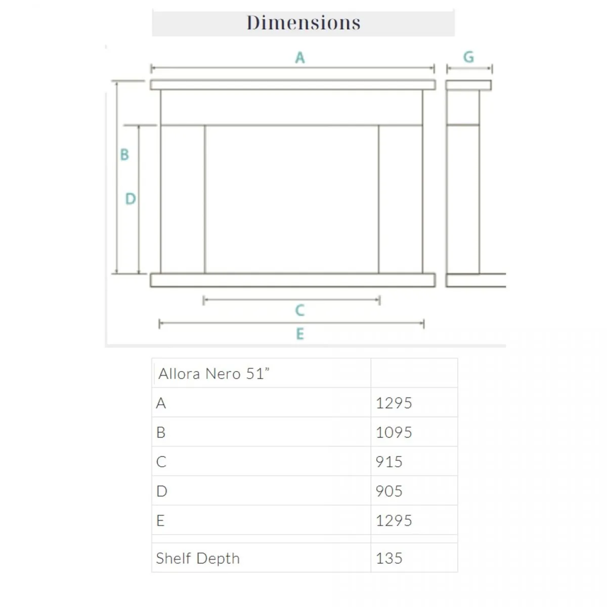 Allora Nero Marble Fireplace Surround 51'' - Image 2