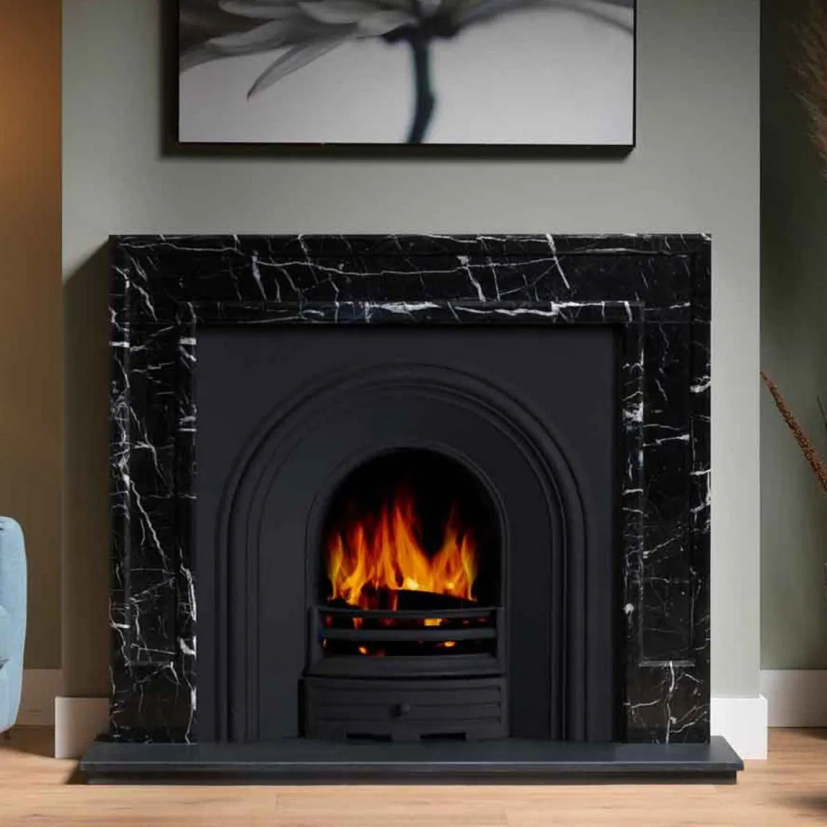 Allora Nero Marble Fireplace Surround 51'' - Image 3