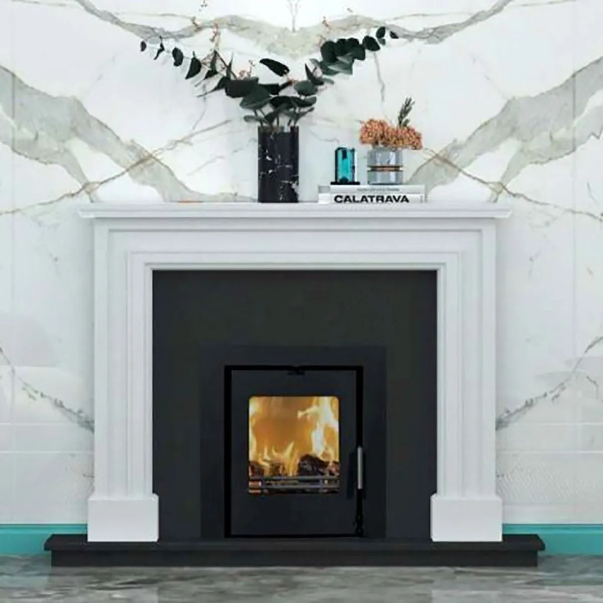 Bellano 54'' Micro Marble Fireplace Surround
