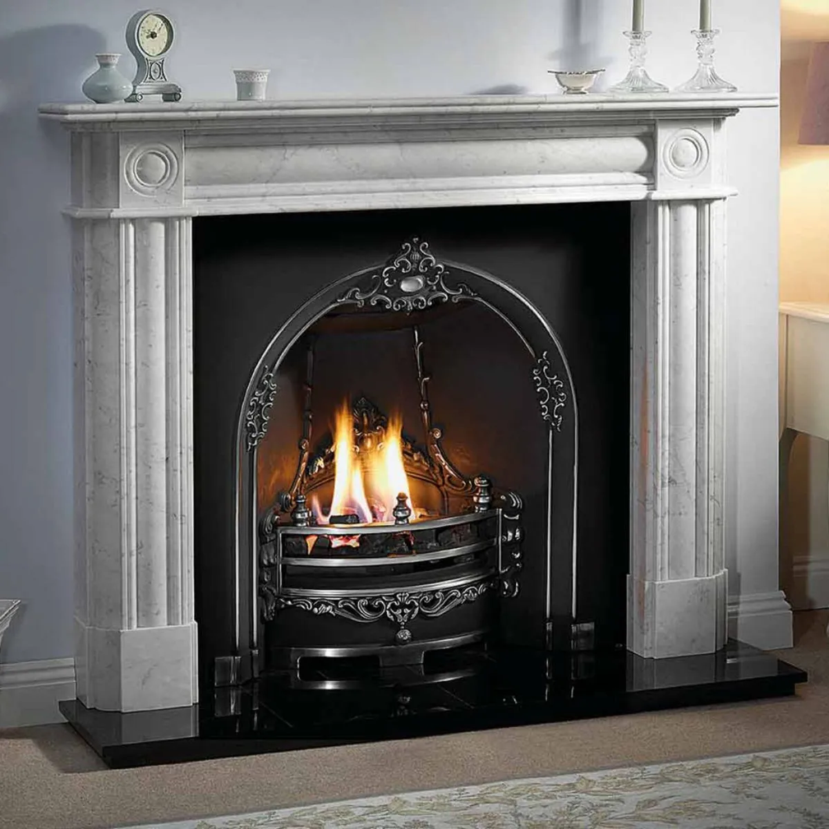 Chiswick 56" Carrara Marble Fireplace - Image 1