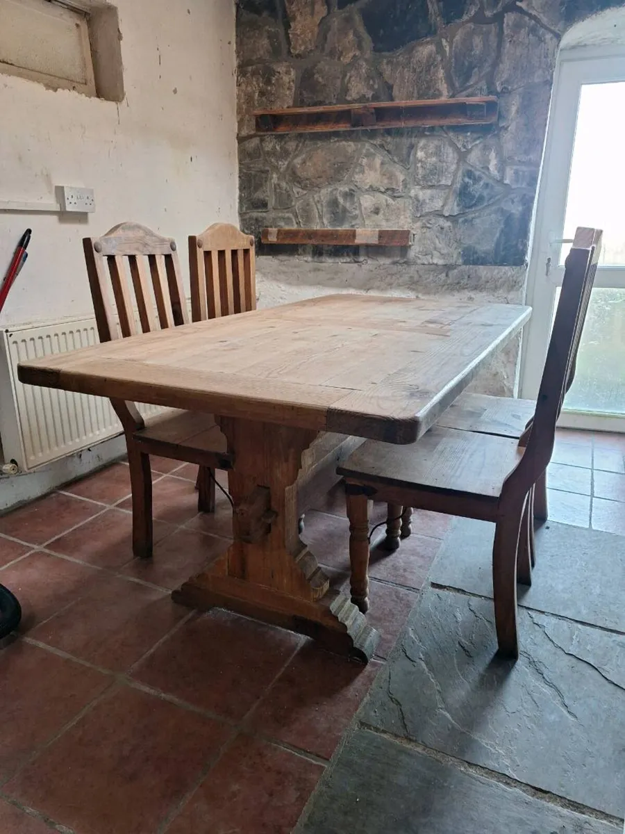 Solid wood Mexican Pine table & chairs - seats 6 - Image 1