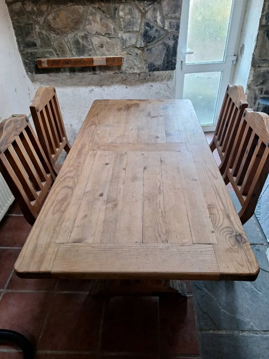 Solid wood Mexican Pine table & chairs - seats 6 - Image 2