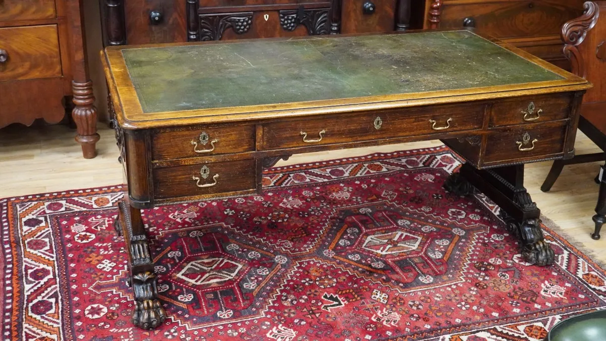 Victorian Oak Library / Writing Table - Image 2