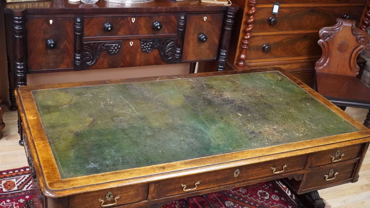 Victorian Oak Library / Writing Table - Image 4