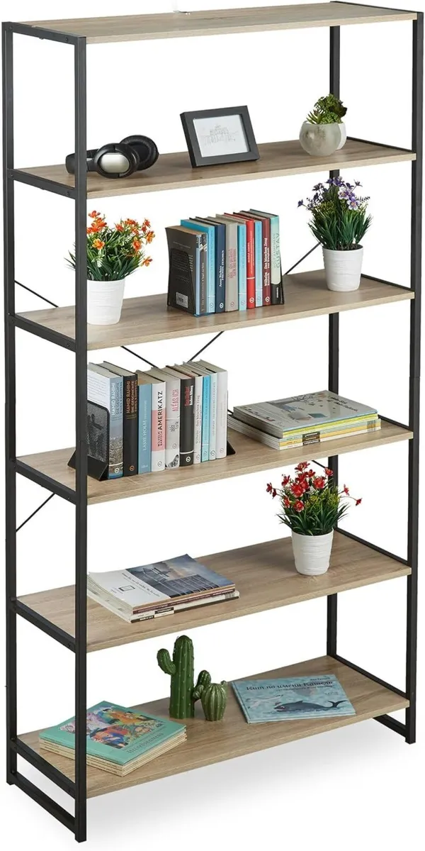 Industrial Shelving Unit Tall Book Case Open - Image 1