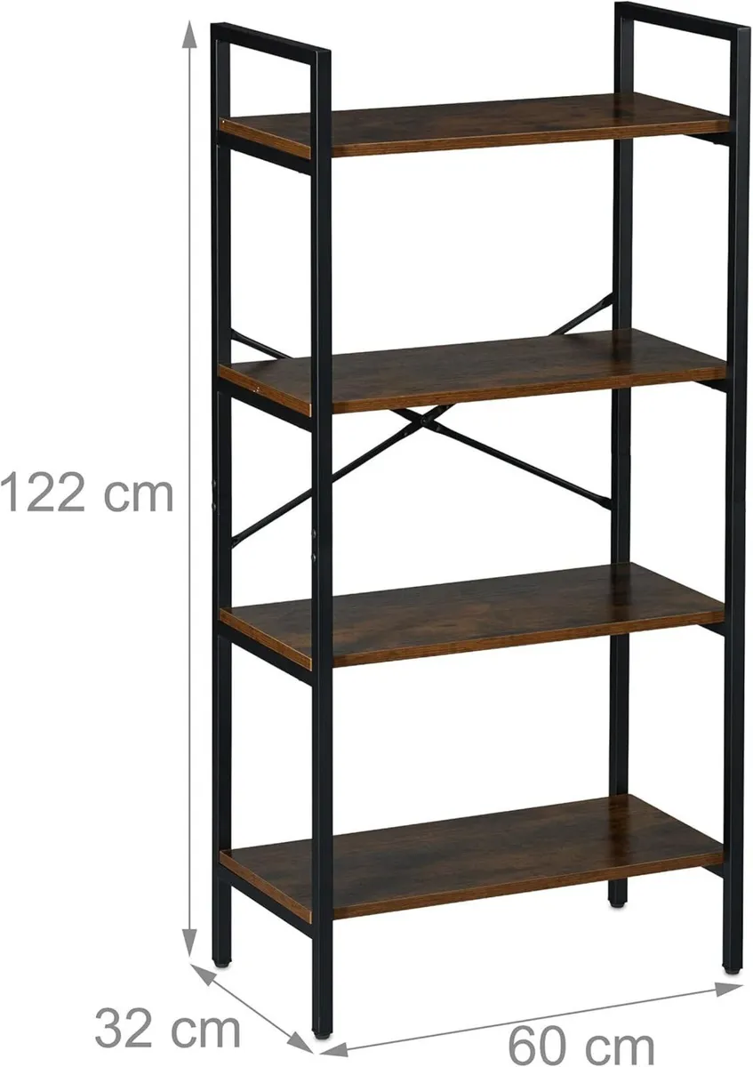 Bookcase 4 Tiers 122x60x32 cm Shelving Unit - Image 3