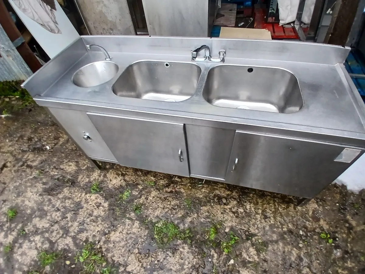 Stainless steel cabbinet double sink unit - Image 2