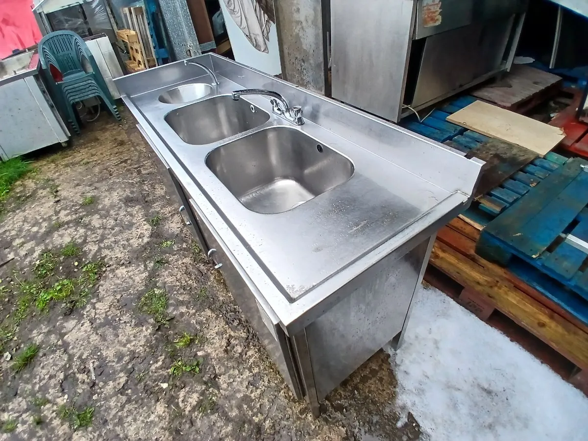 Stainless steel cabbinet double sink unit - Image 3
