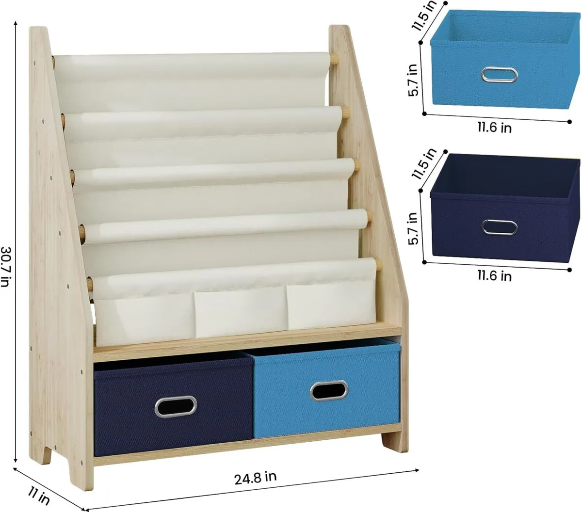 4 Tier Kids Book Shelf Wooden Rack Storage - Image 2