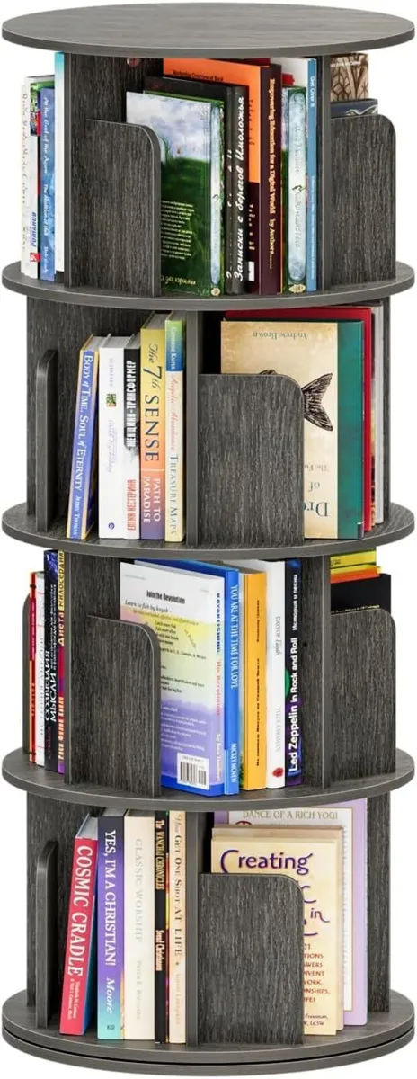 4 Tier Rotating Bookshelf 360 Display Spinning - Image 1
