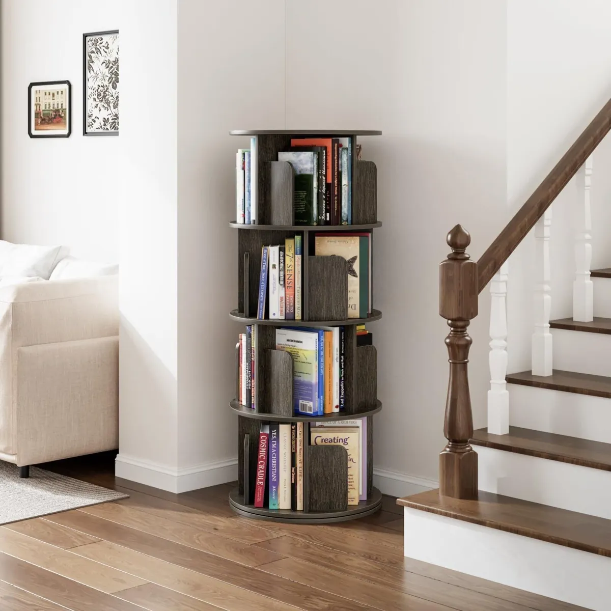 4 Tier Rotating Bookshelf 360 Display Spinning - Image 2