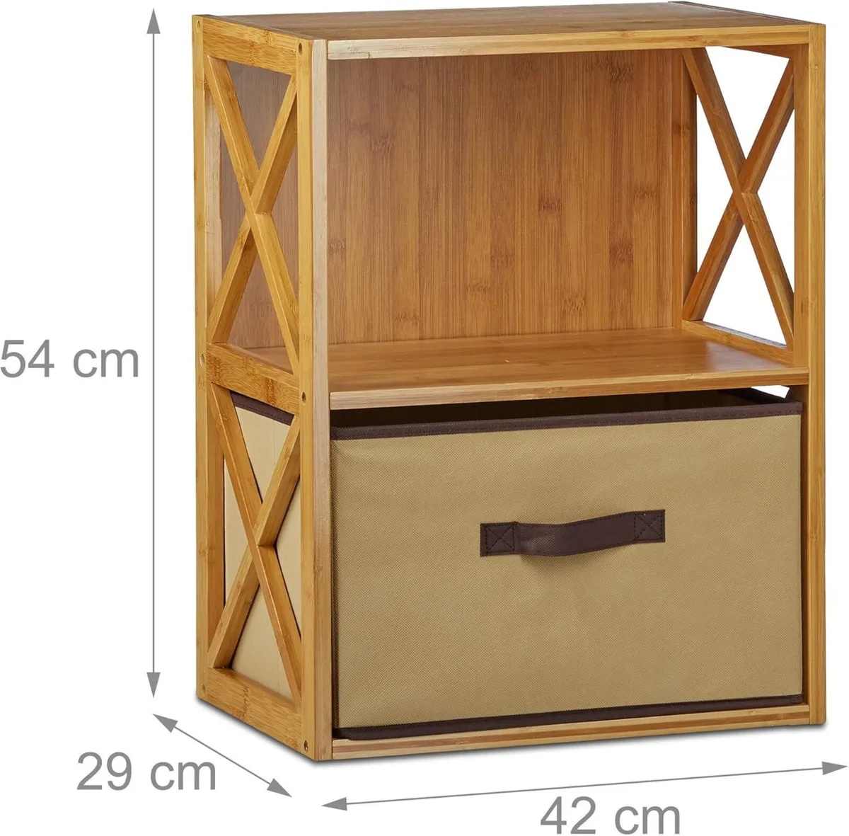 2x Bamboo Shelf with Basket 2 Tiers Wooden - Image 3