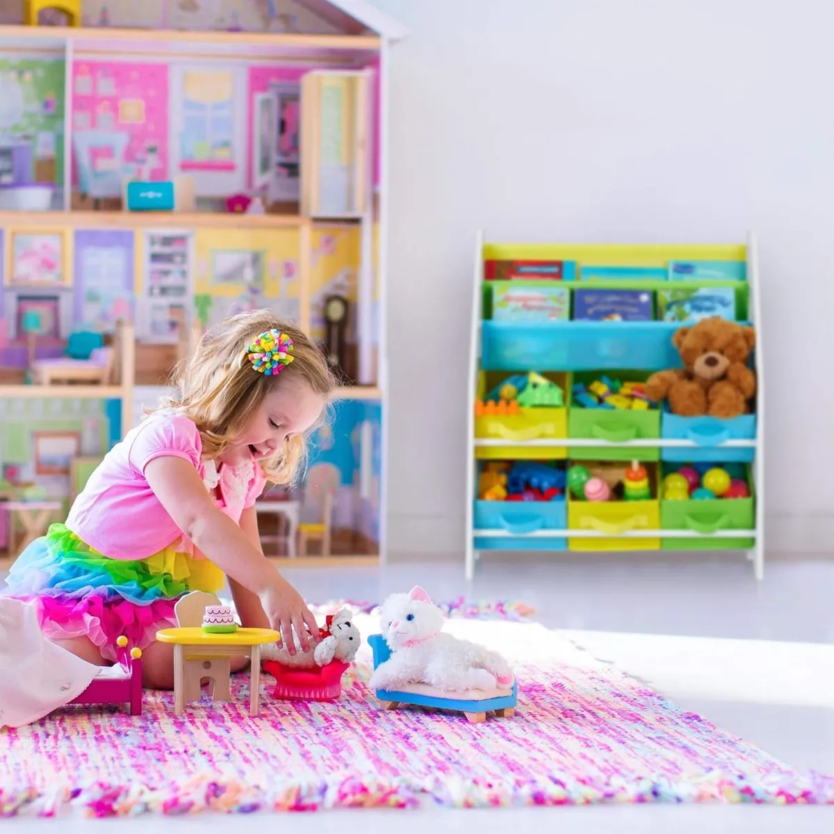 Children's Shelf Mermaid Motif 6 Boxes Compartment - Image 4