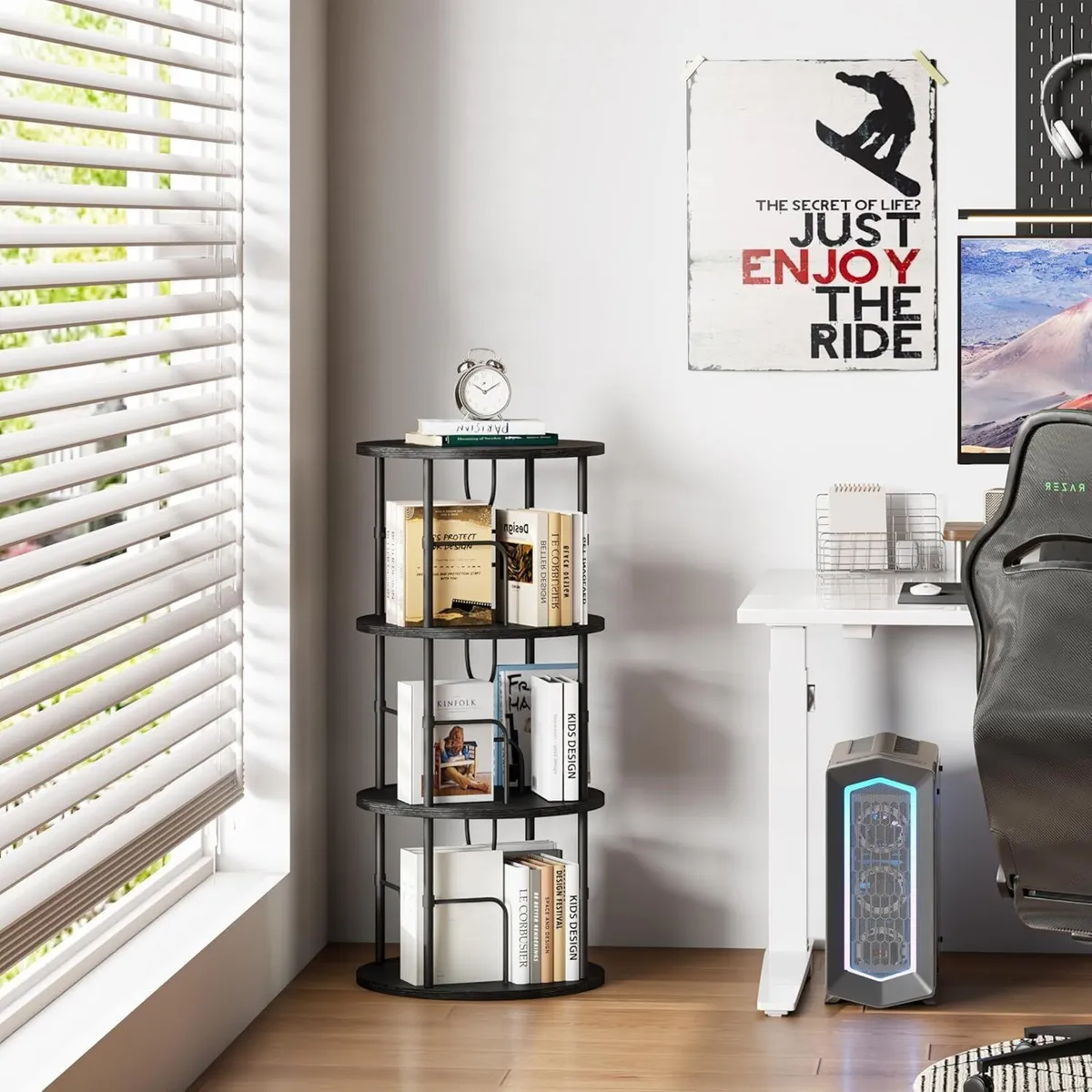 360degrees Rotating Wooden Bookcase Standing - Image 1