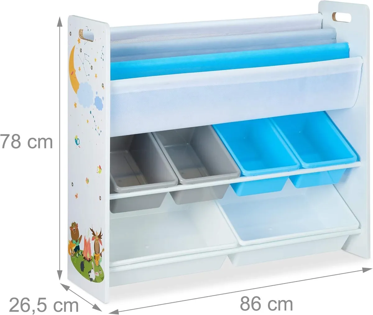 Children's Shelf 6 Boxes 4 Fabric Compartments - Image 3