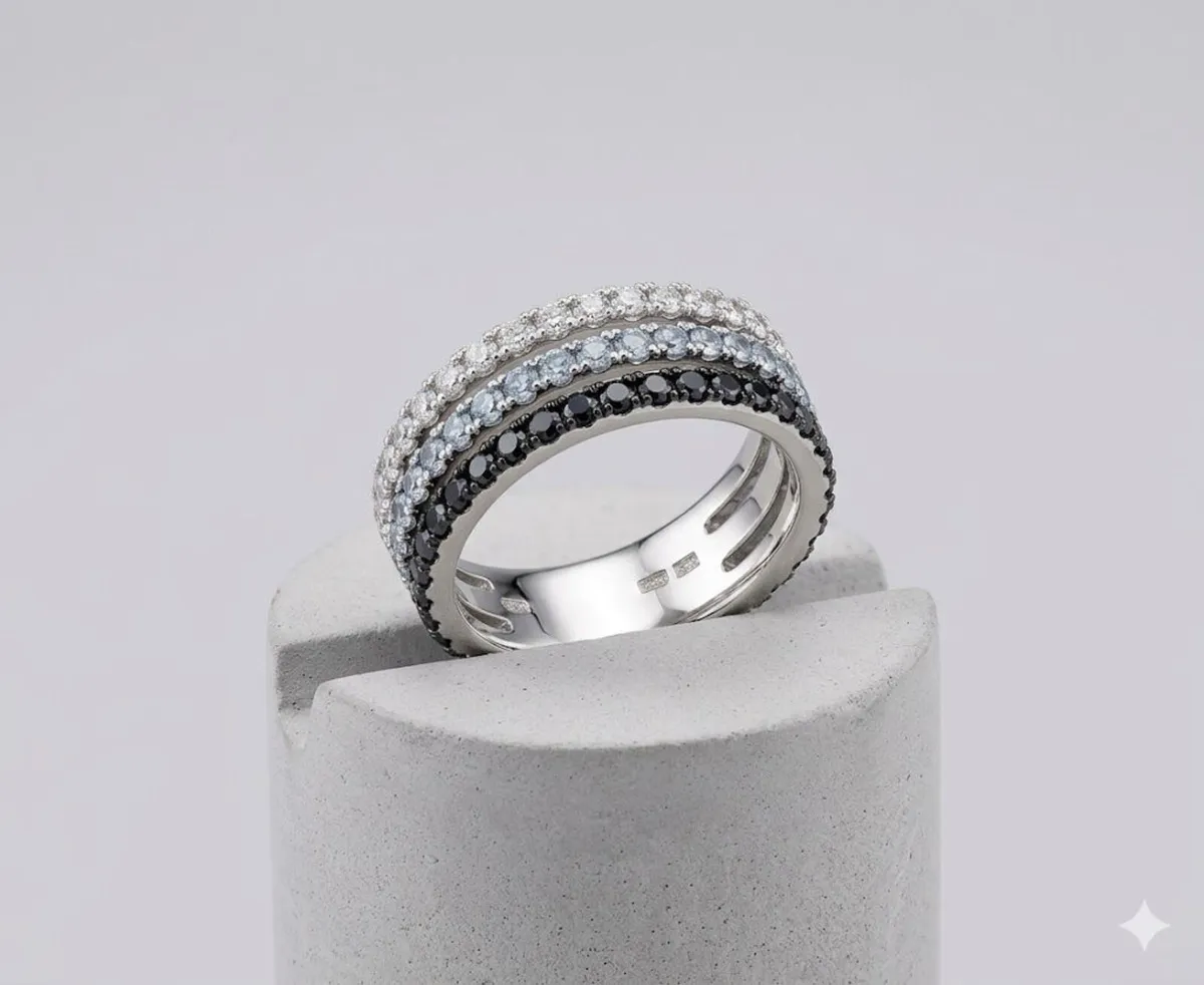 Treble Layered Sterling Silver Ring - Image 1