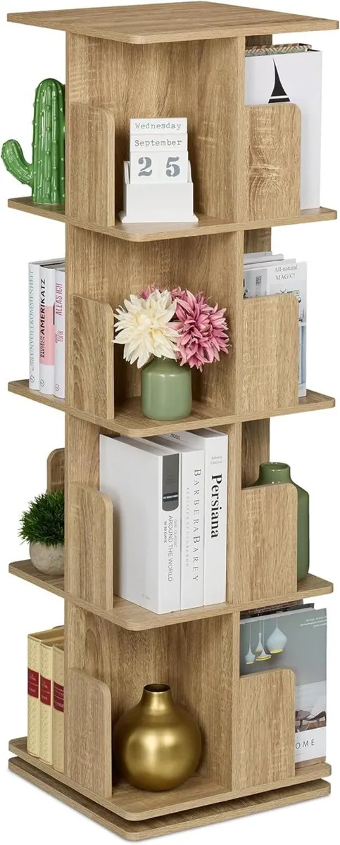 Rotating Bookcase 360-Degree Swivel 4 Levels - Image 1