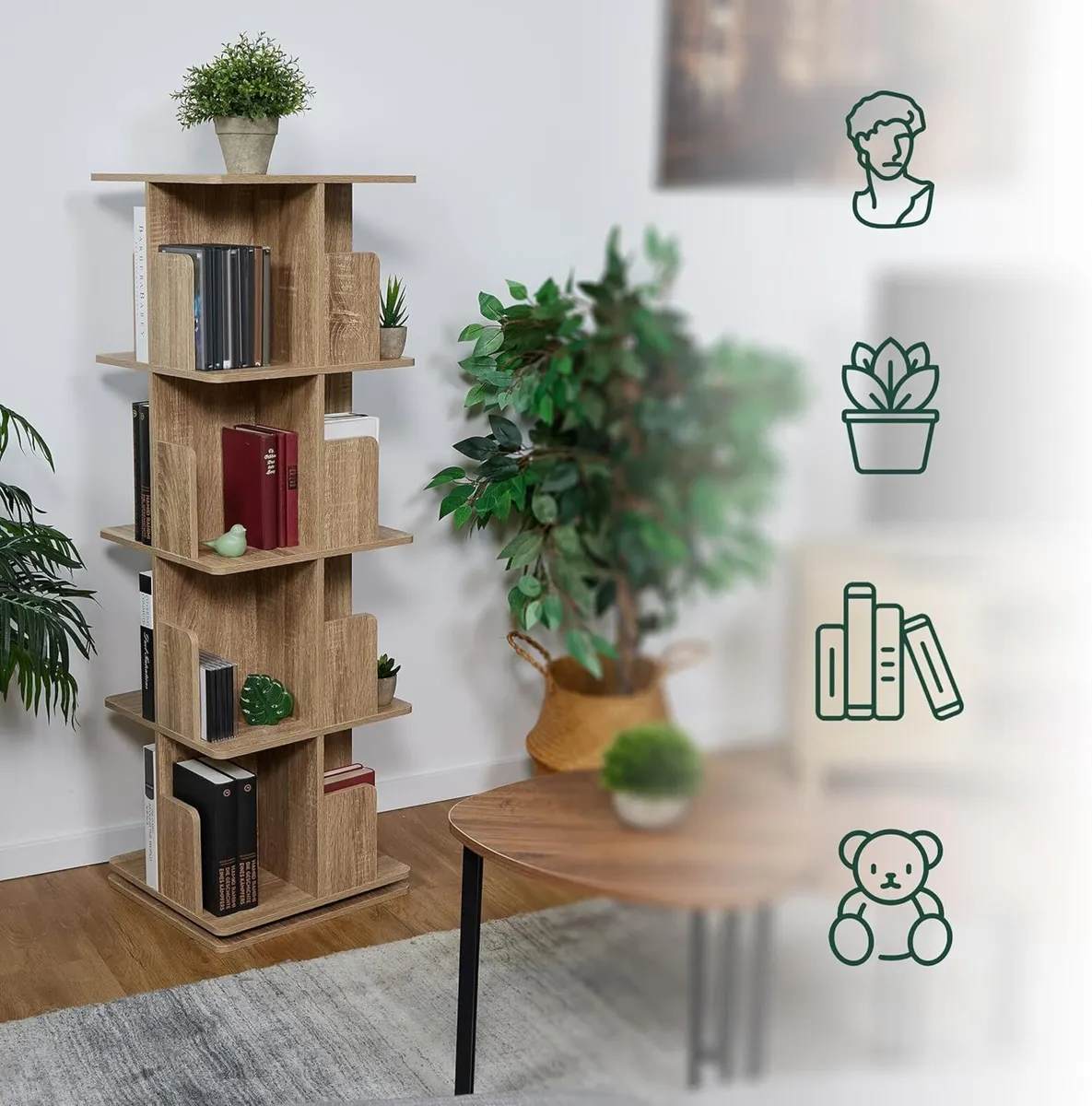 Rotating Bookcase 360-Degree Swivel 4 Levels - Image 4