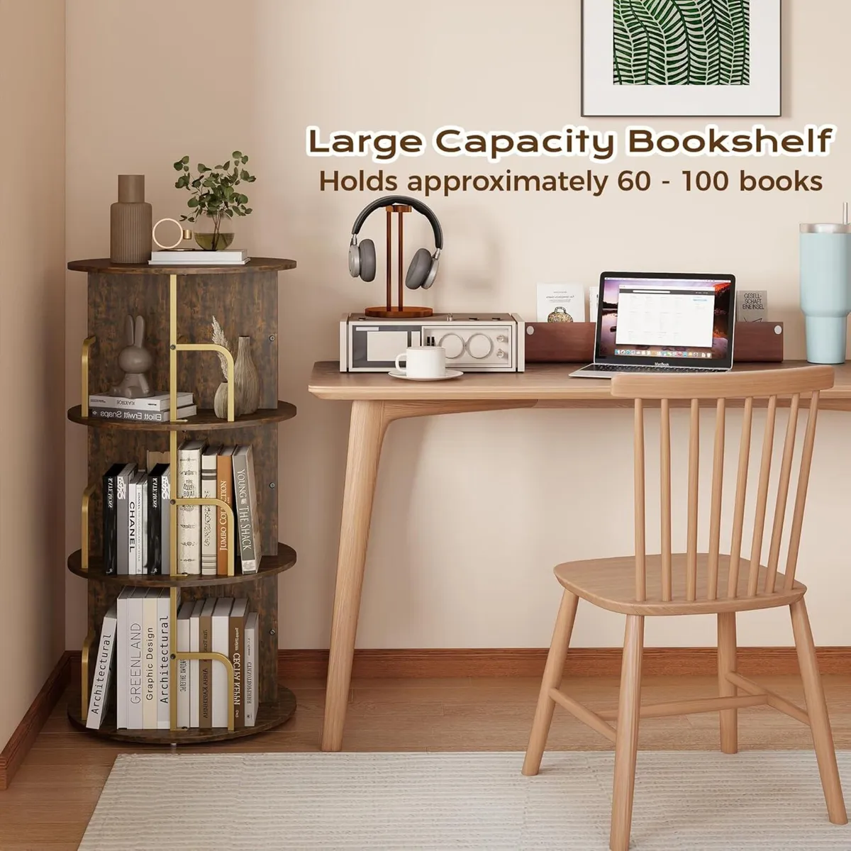 3-Tier Round Rotating Bookshelf，360degreesRevolvin - Image 3