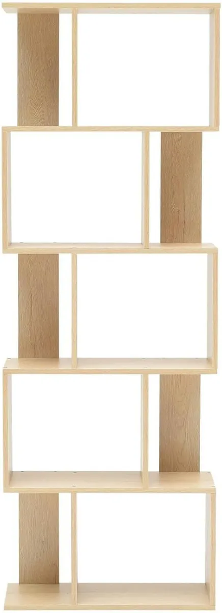 Bookcase Shelving Unit 5 Tiers Wood Beige - Image 1