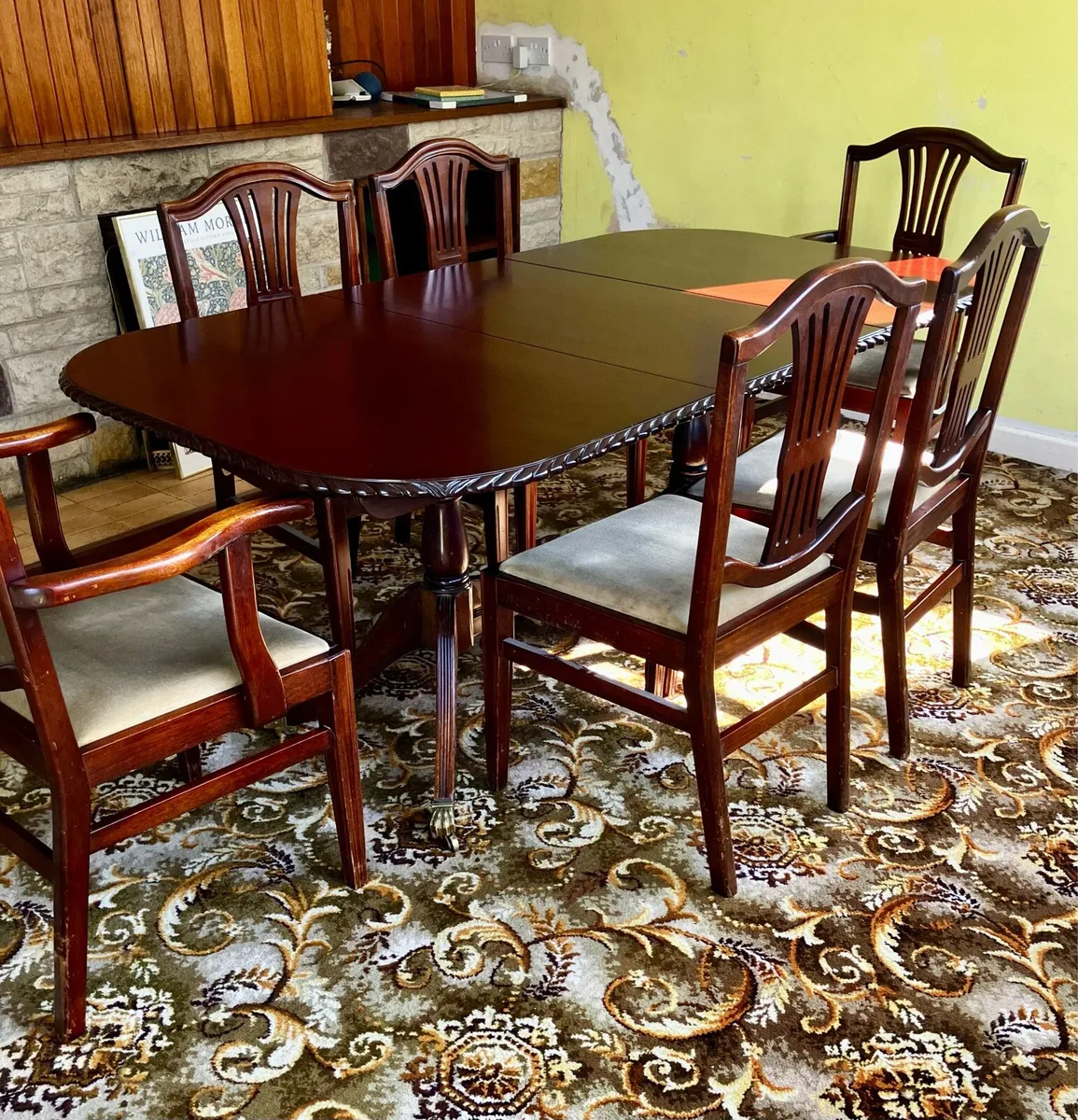Mahogany Dining Table & 6 Chairs - Duncan Phyfe St - Image 3