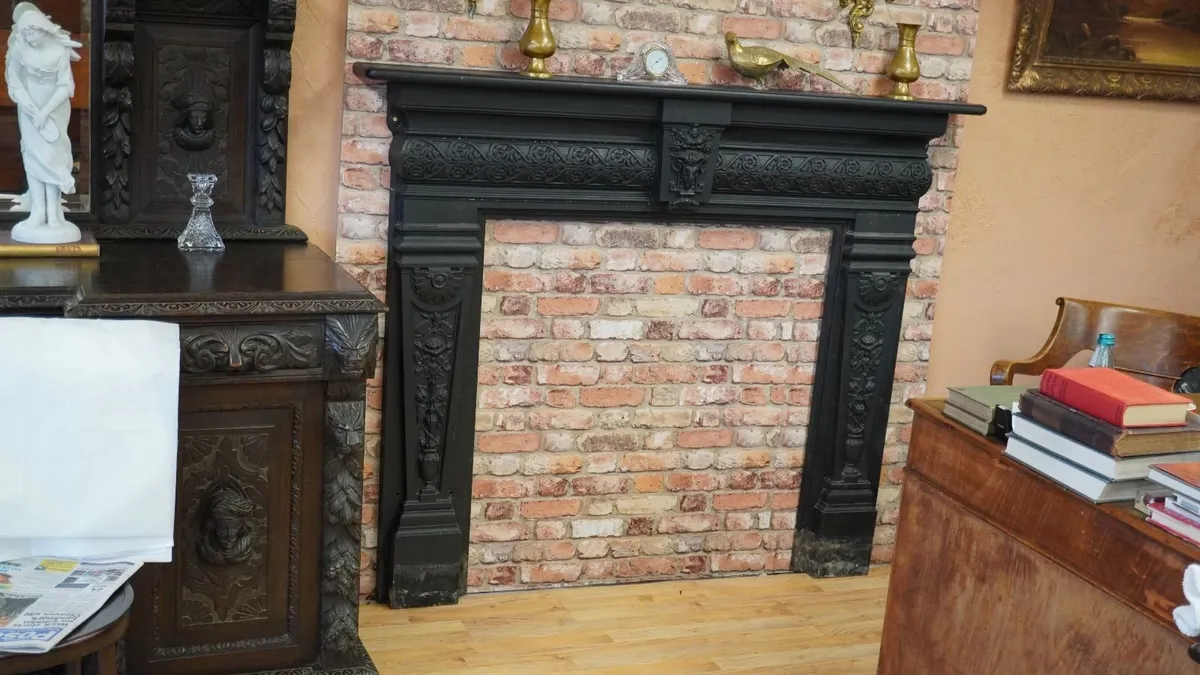 Ram-Head Wrought Iron Fireplace Surround - Image 1