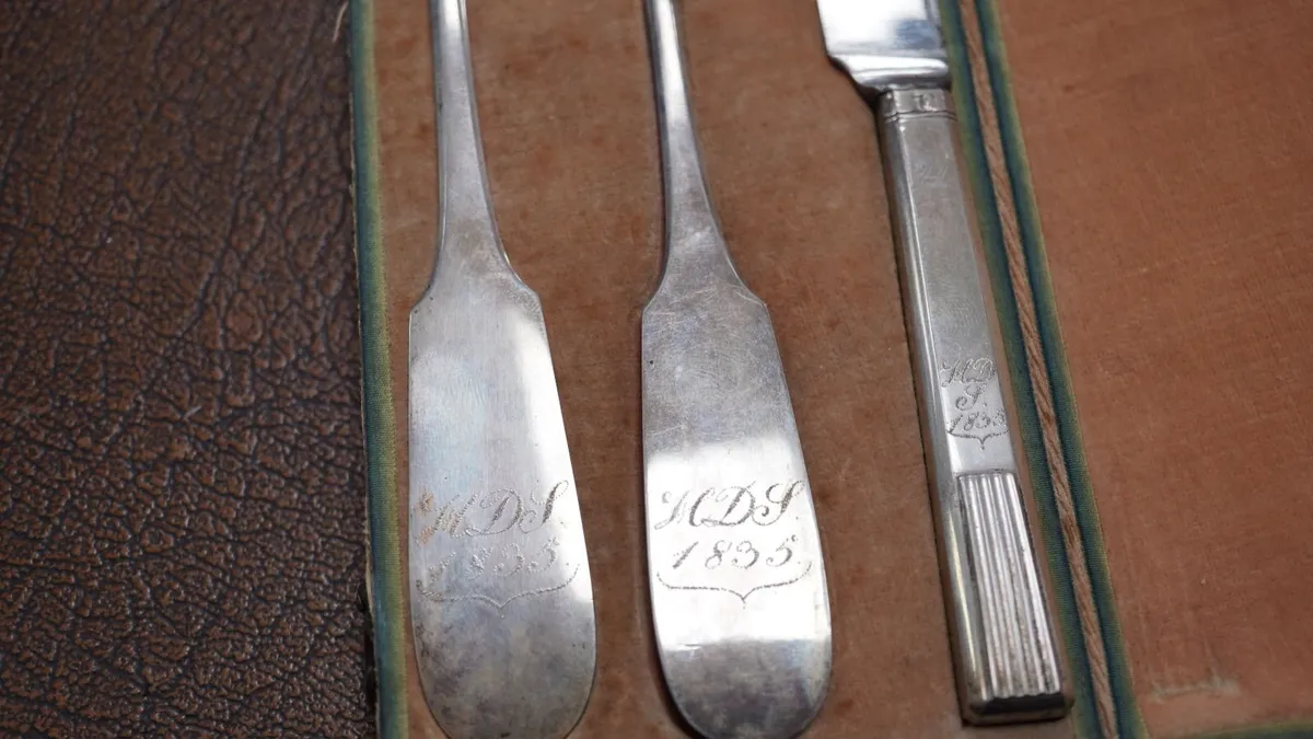 Antique Cased Travelling Silver Cutlery Set - Image 3