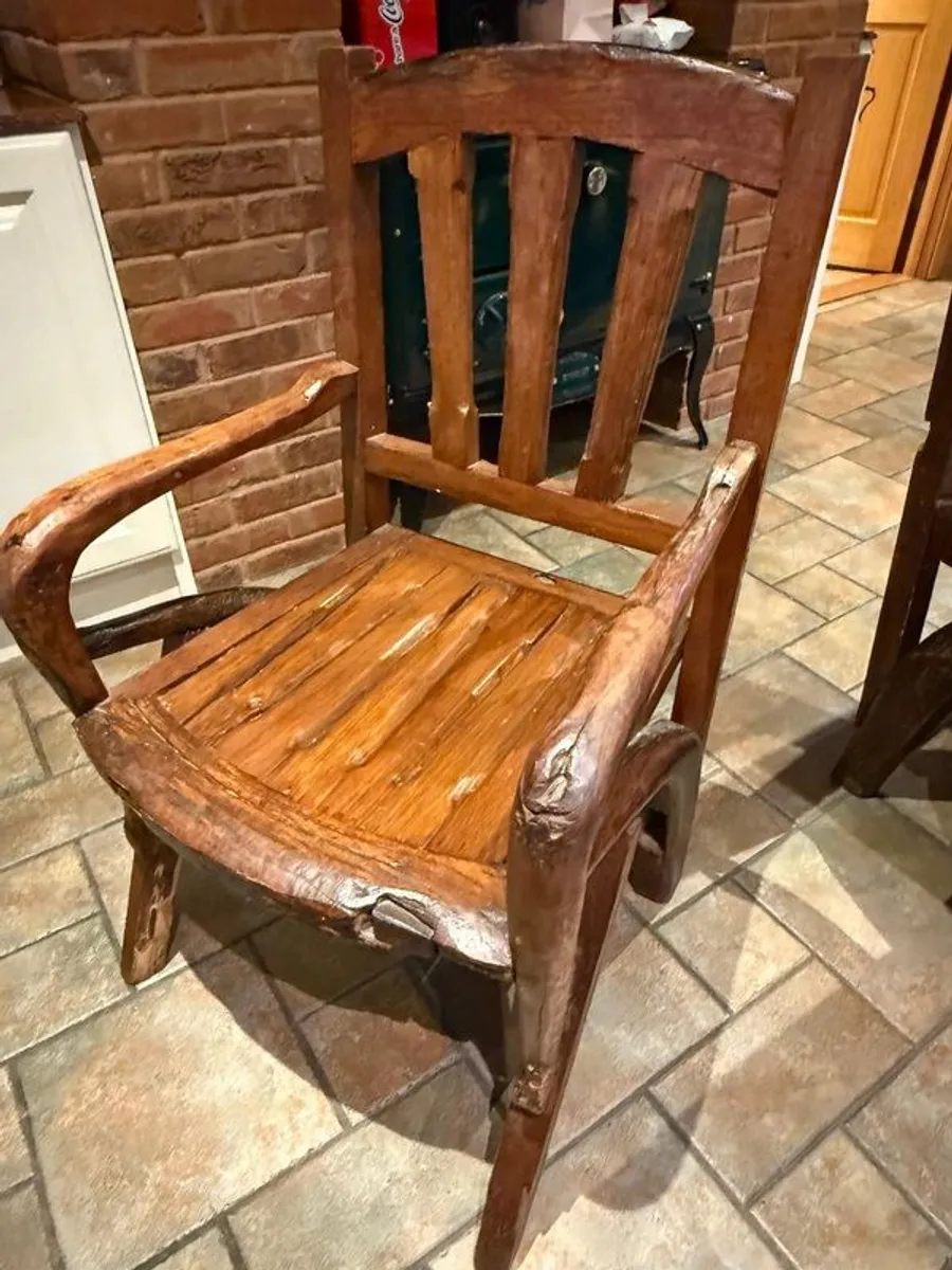 Dining table with 6 chairs genuine oak - Image 3