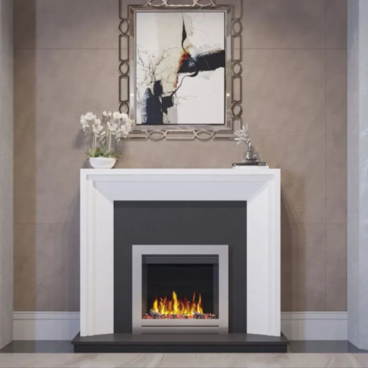 Monza 75 Alpine White Marble Fireplace surround 53 - Image 1