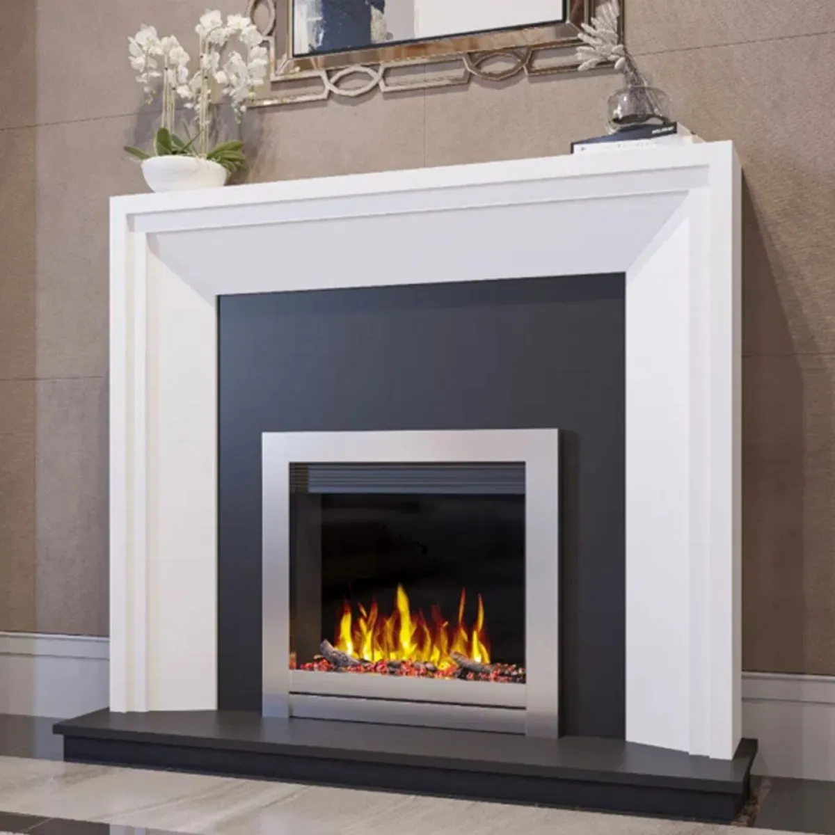 Monza 75 Alpine White Marble Fireplace surround 53 - Image 3