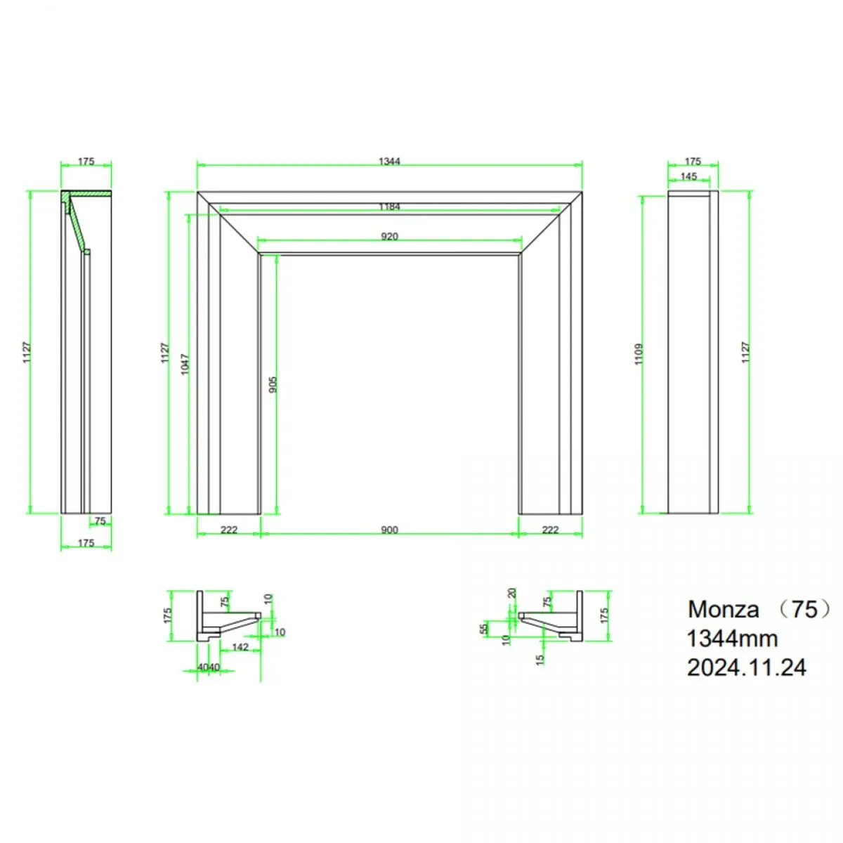 Monza 75 Alpine White Marble Fireplace surround 53 - Image 2