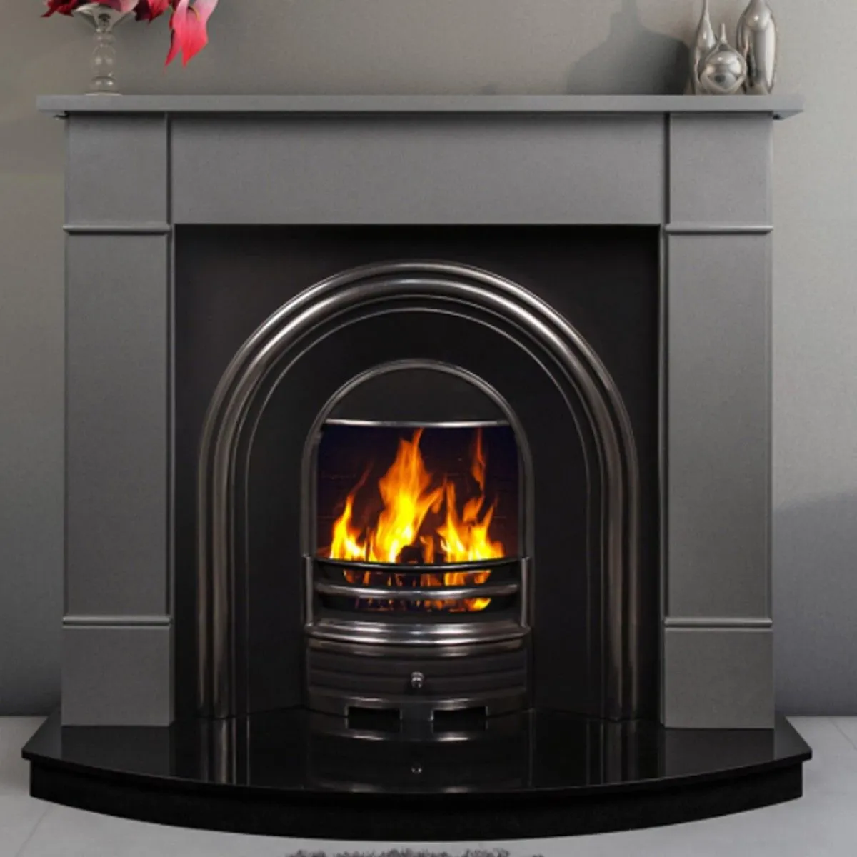 54" Naxos Polished Luna Grey Fireplace Surround