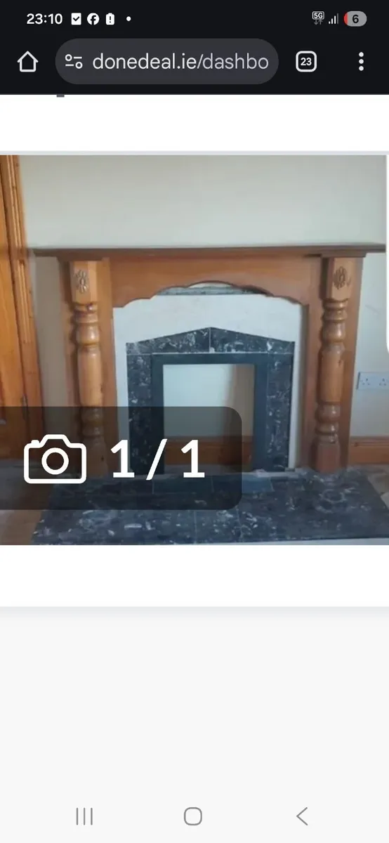 Marble fireplace with hearth.  + large hearth - Image 1