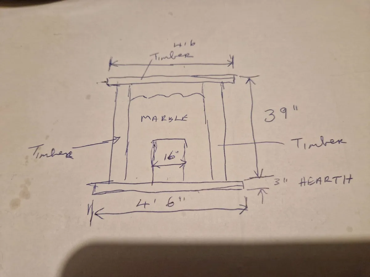 Marble fireplace with hearth.  + large hearth - Image 4
