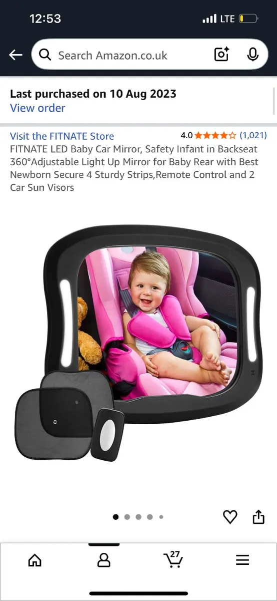 Car seat with rain cover and baby car mirror - Image 2