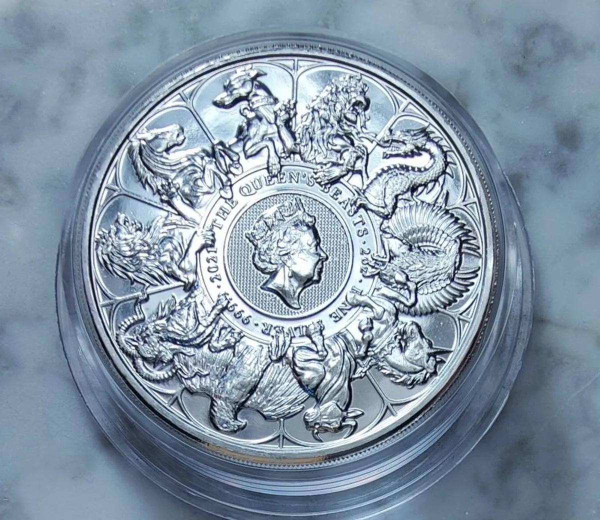 UK 5 Pound Silver (.9999) Uncirculated Bullion Coin 2021 - Queens Beast Completer - Image 1
