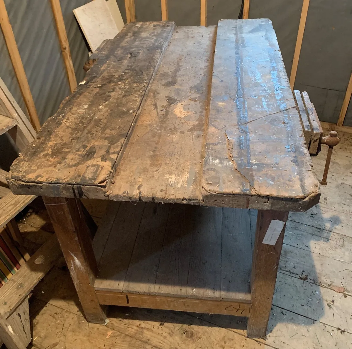 Vintage Carpenter Workbench with Original Vice - Image 4