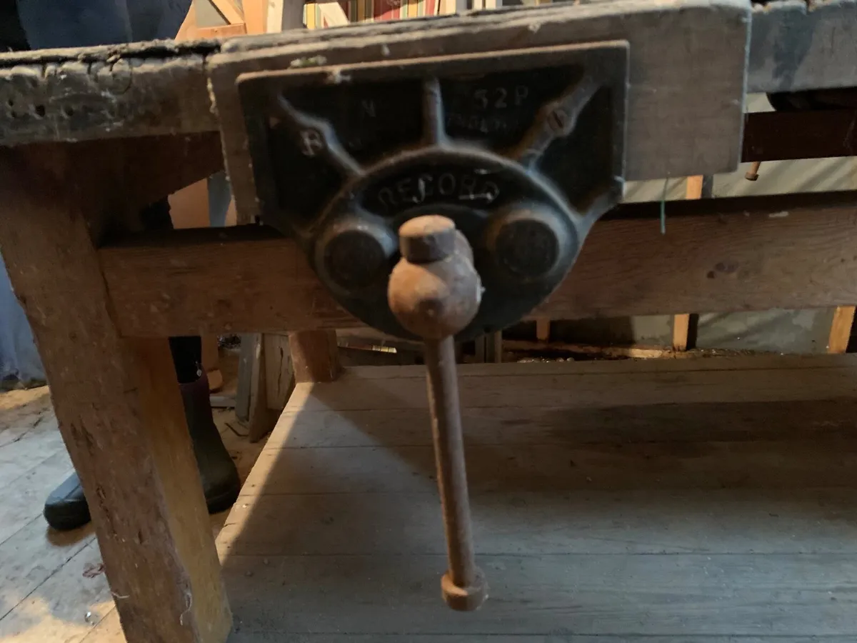 Vintage Carpenter Workbench with Original Vice - Image 3