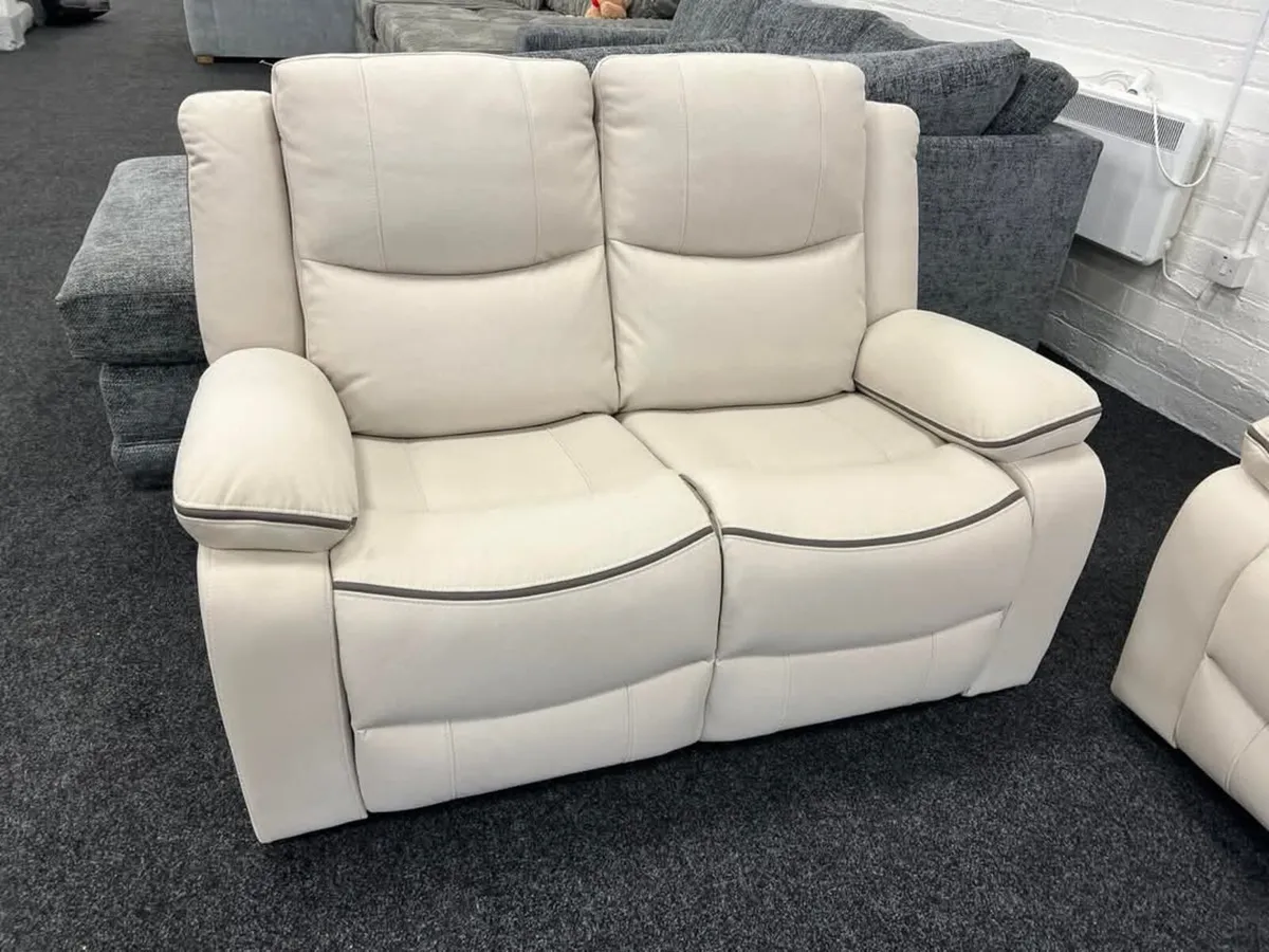 Chole 3+2 Cream Fabric Recliner Sofa Set - Image 3