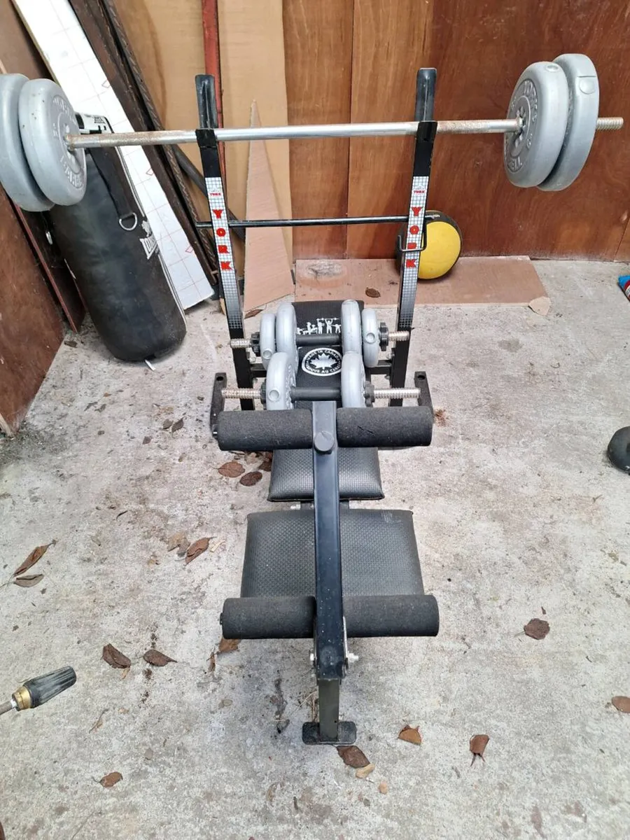 Weights and folding weight bench - Image 1