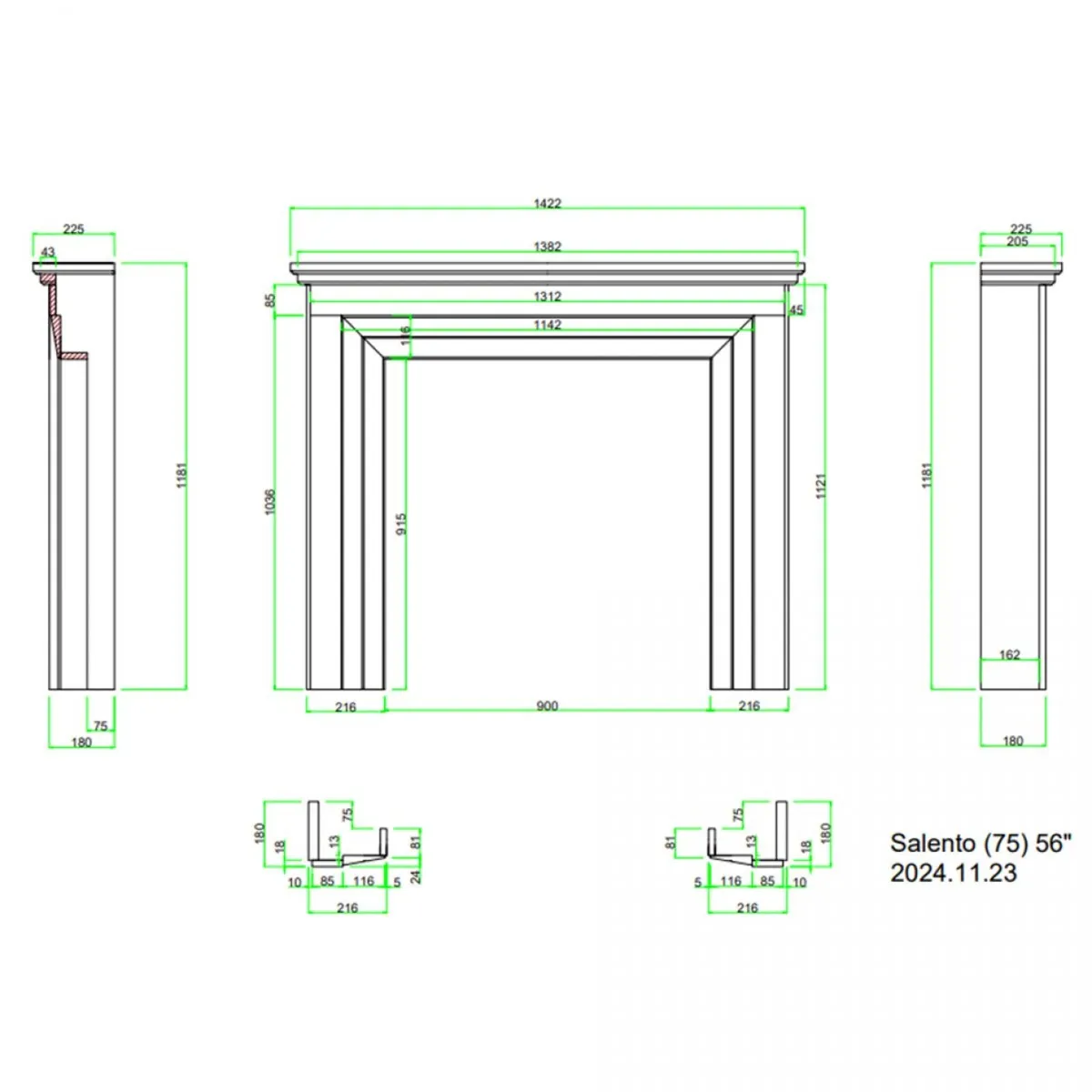 Salento 75 Polished Fireplace Surround 56'' - Image 2