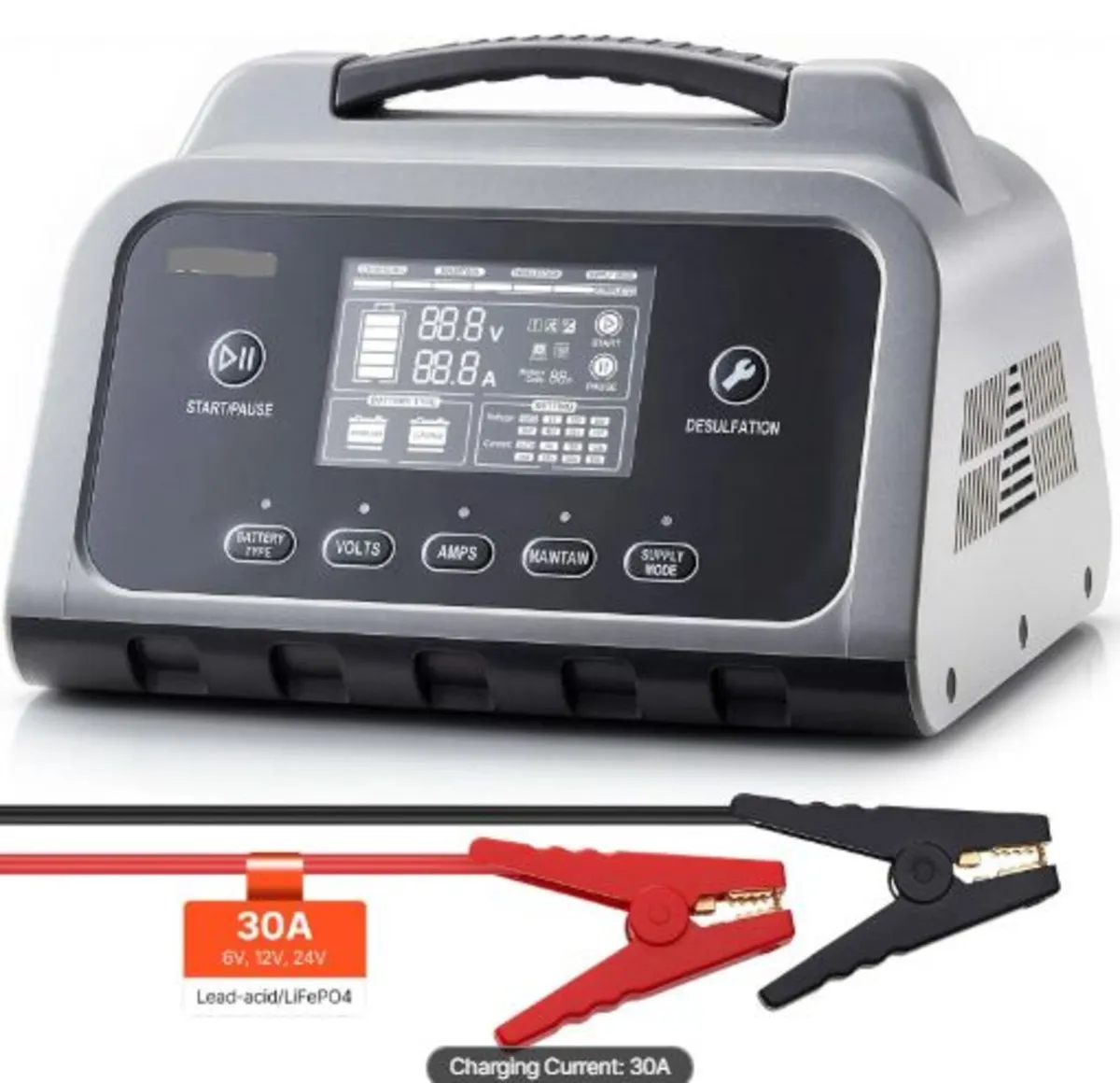 Smart Battery Charger, 30A,6V 12V 24V LiFePO4 Lead - Image 1