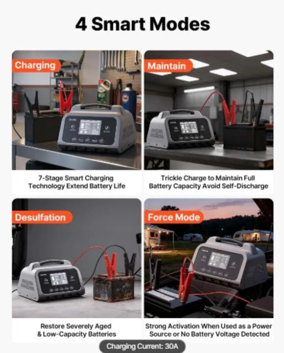 Smart Battery Charger, 30A,6V 12V 24V LiFePO4 Lead - Image 3